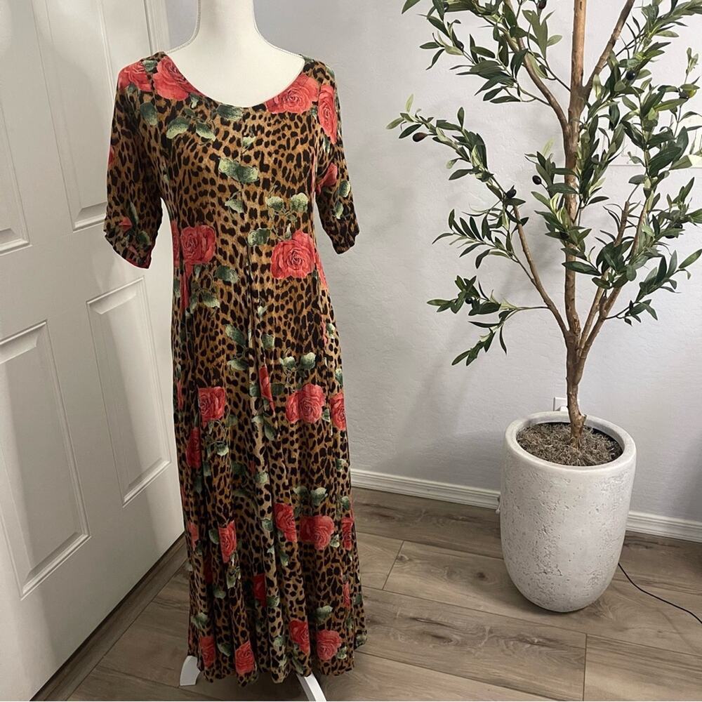 Leopard and Rose Print Dress